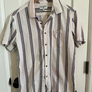 Billabong Men's Casual Striped Shirt - Cream and Black